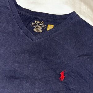Polo Ralph Lauren Navy Blue Short Sleeve V Neck